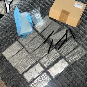 Nail Art Stamping Metal Plates Set with Tools